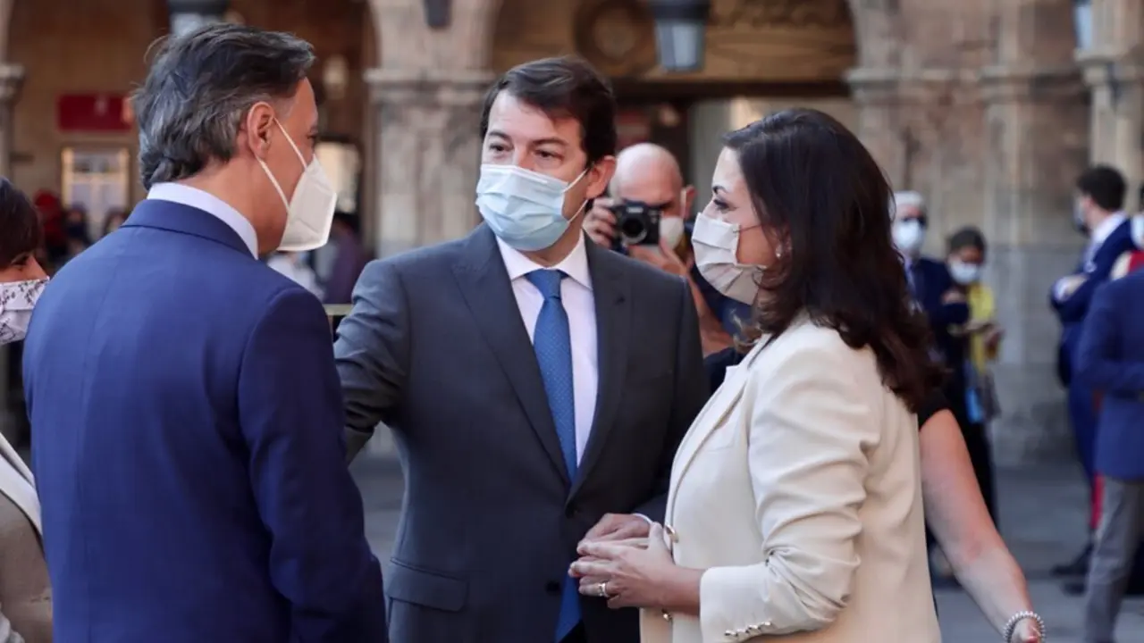 La presidenta del Gobierno de La Rioja, Concha Andreu, a su llegada a la Conferencia de Presidentes de Salamanca
