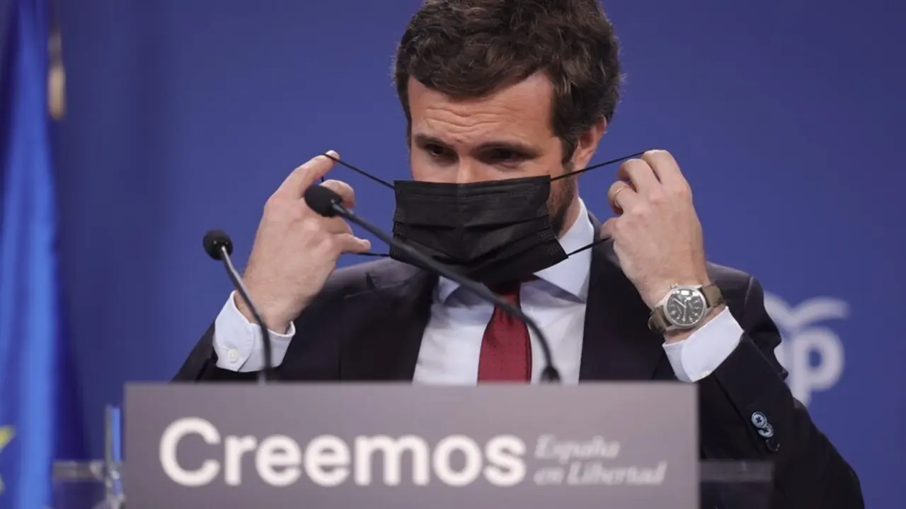 El presidente del PP, Pablo Casado, 