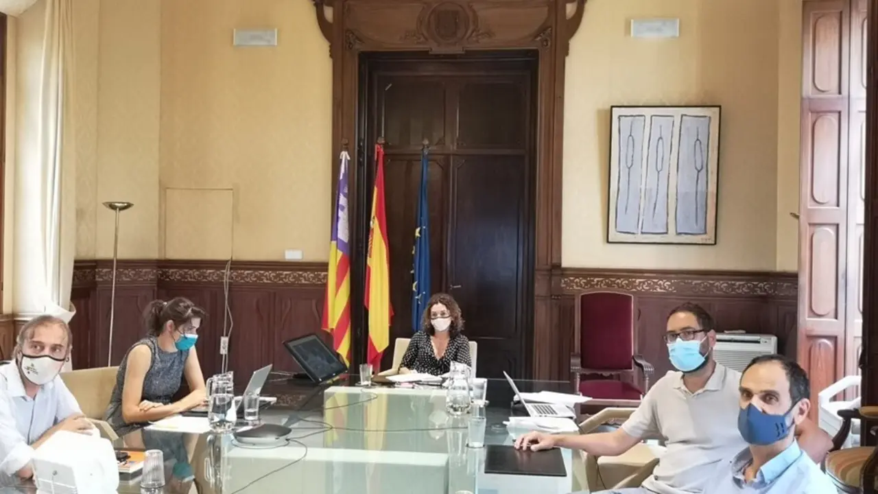 La consellera Rosario S&aacute;nchez, durante la reuni&oacute;n telem&aacute;tica.