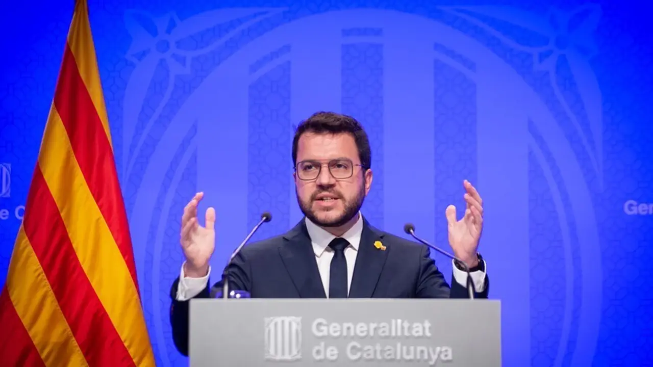 El presidente de la Generalitat, Pere Aragon&egrave;s, ofrece una rueda de prensa tras una reuni&oacute;n del Consejo Ejecutivo de la Generalitat, a 3 de agosto de 2021, en Barcelona, Catalu&ntilde;a, (Espa&ntilde;a). Esta comparecencia se produce un d&iacute;a despu&eacute;s de que el Gobierno d