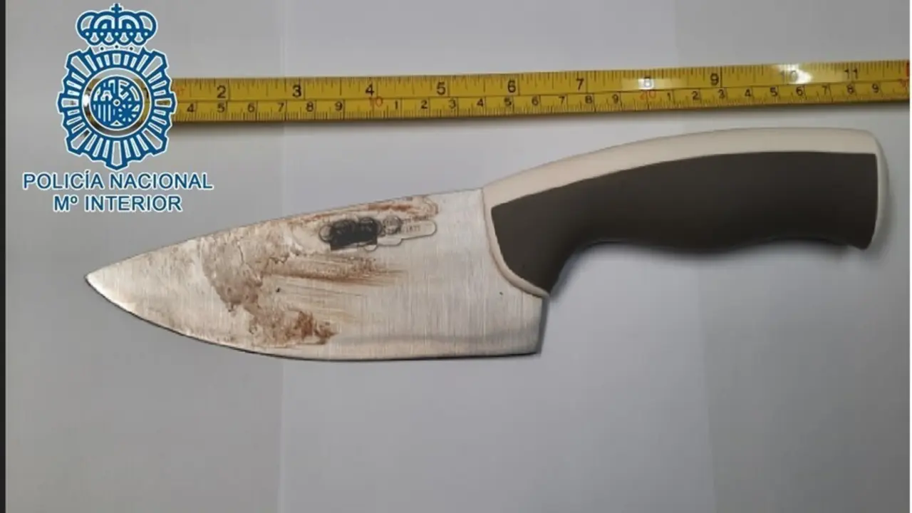 Arma con la que el detenido apu&ntilde;al&oacute; a su hermano dej&aacute;ndolo gravemente herido.