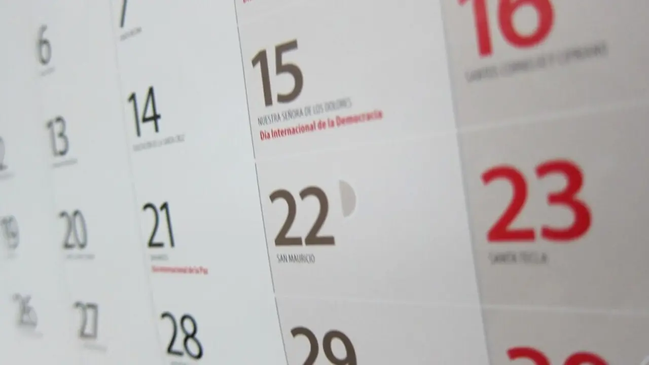 Calendario laboral, fiestas, festivos, d&iacute;a laborable, almanaque