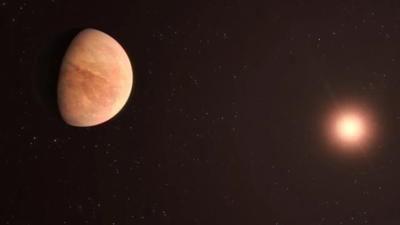This artist&rsquo;s impression shows L 98-59b, one of the planets in the L 98-59 system 35 light-years away. The system contains four confirmed rocky planets with a potential fifth, the furthest from the star, being unconfirmed. In 2021, astronomers used data from the Echelle SPectrograph for Rocky Exoplanets and Stable Spectroscopic Observations (ESPRESSO) instrument on ESO&rsquo;s VLT to measure the mass of L 98-59b, finding it to be half that of Venus. This makes it the lightest planet measured to date using the radial velocity technique.