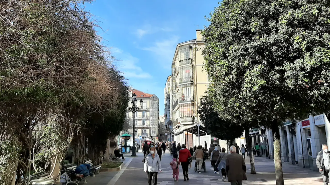 Varias personas por una de las calles del centro de Santander. / S. D&iacute;az