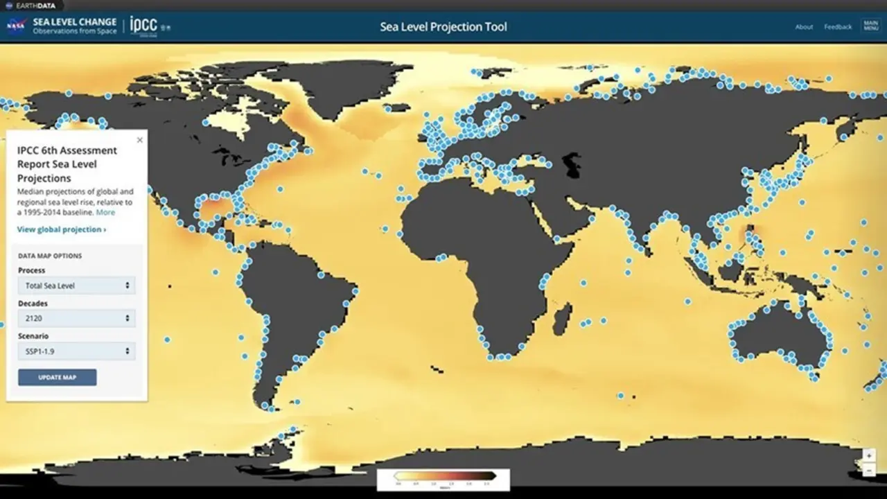 Una nueva herramienta de visualizaci&oacute;n har&aacute; que los datos sobre el aumento futuro del nivel del mar del Panel Intergubernamental sobre Cambio Clim&aacute;tico sean m&aacute;s accesibles para las personas de todo el mundo.