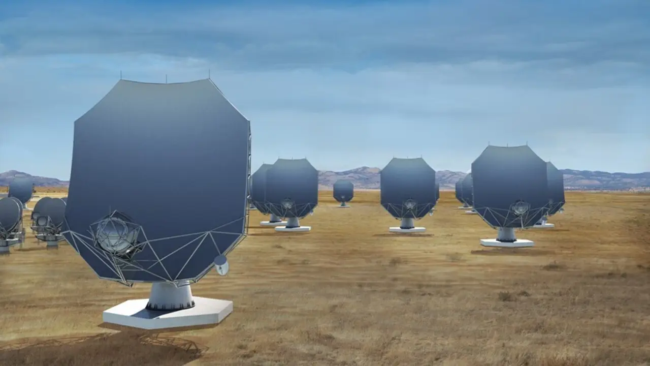 Concepci&oacute;n del artista de la parte central de Next Generation Very Large Array (ngVLA) en las llanuras de San Agust&iacute;n en el centro-oeste de Nuevo M&eacute;xico.