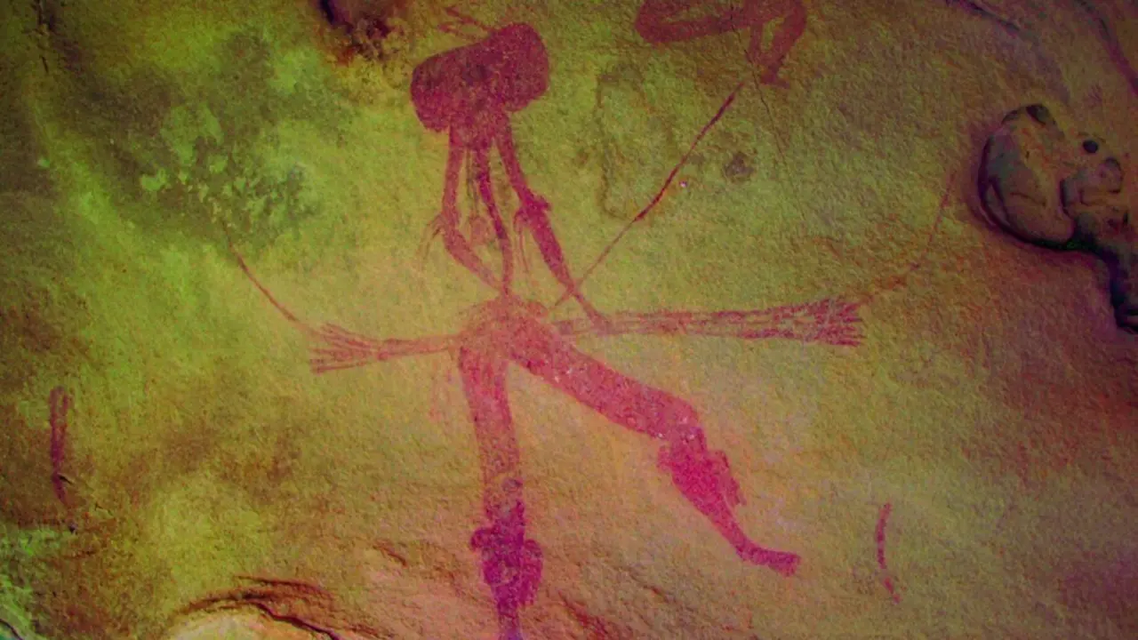 Figura en uno de los tres nuevos abrigos rupestres descubiertos en la pedan&iacute;a alca&ntilde;izana de Valmuel, en Teruel.