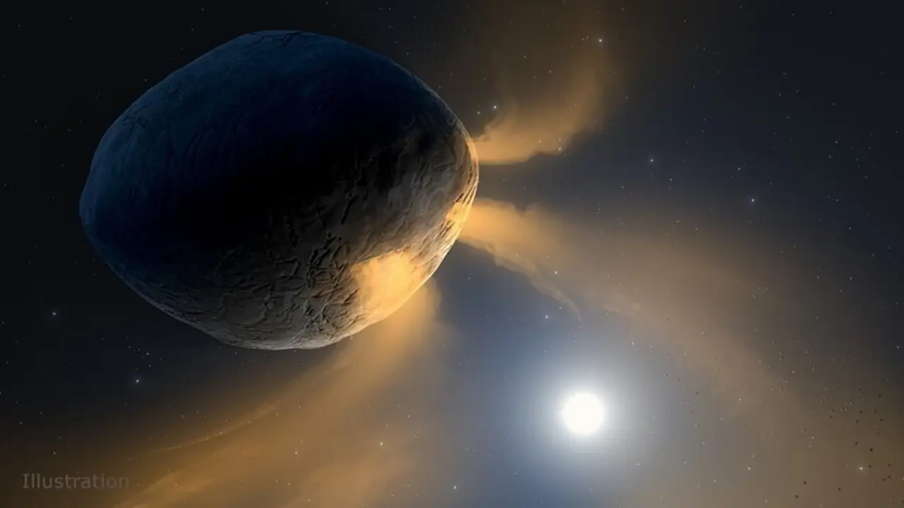 Esta ilustraci&oacute;n muestra el asteroide Faet&oacute;n calentado por el sol.