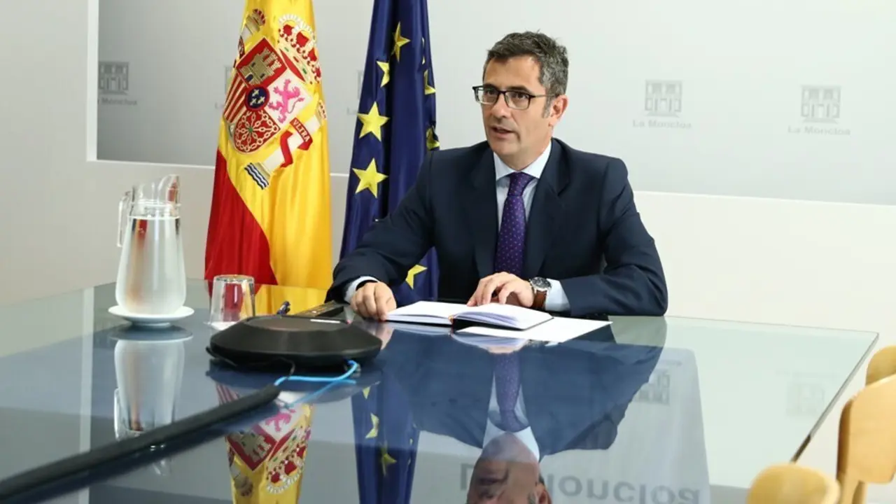 El ministro de la Presidencia, Relaciones con las Cortes y Memoria Democr&aacute;tica; F&eacute;lix Bola&ntilde;os, en la primera la reuni&oacute;n interministerial para coordinar las acciones en Afganist&aacute;n, a 19 de agosto de 2021, en Madrid, (Espa&ntilde;a). 