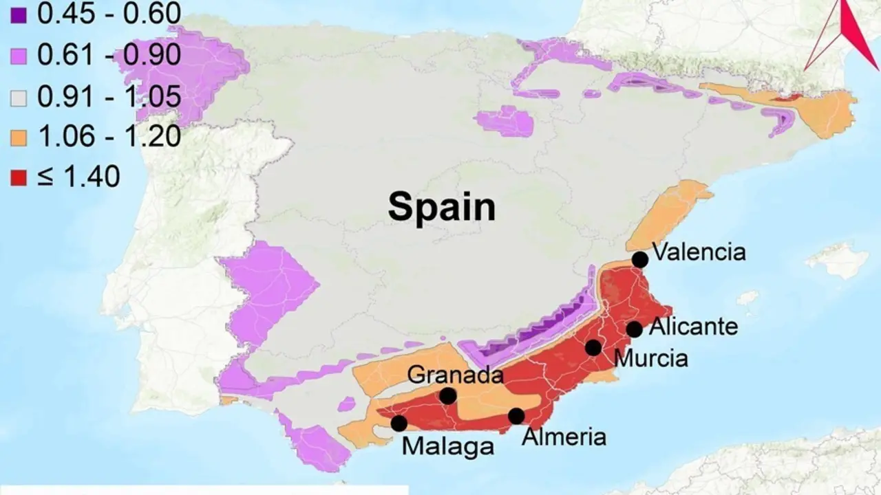 Mapa de coeficiente de riesgo actual