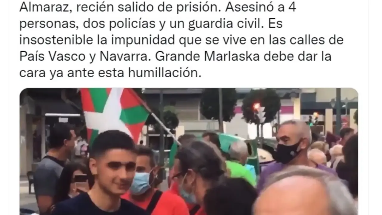 Mensaje de Ana Beltr&aacute;n, diorigente del PP, criticando el homenaje al etarra Agust&iacute;n Almaraz