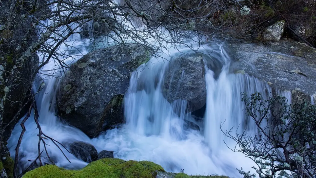 Archivo - Un detalle de un tramo en la cuenca alta del R&iacute;o Manzanares, en la Sierra de Guadarrama, Madrid (Espa&ntilde;a), a 8 de febrero de 2021.