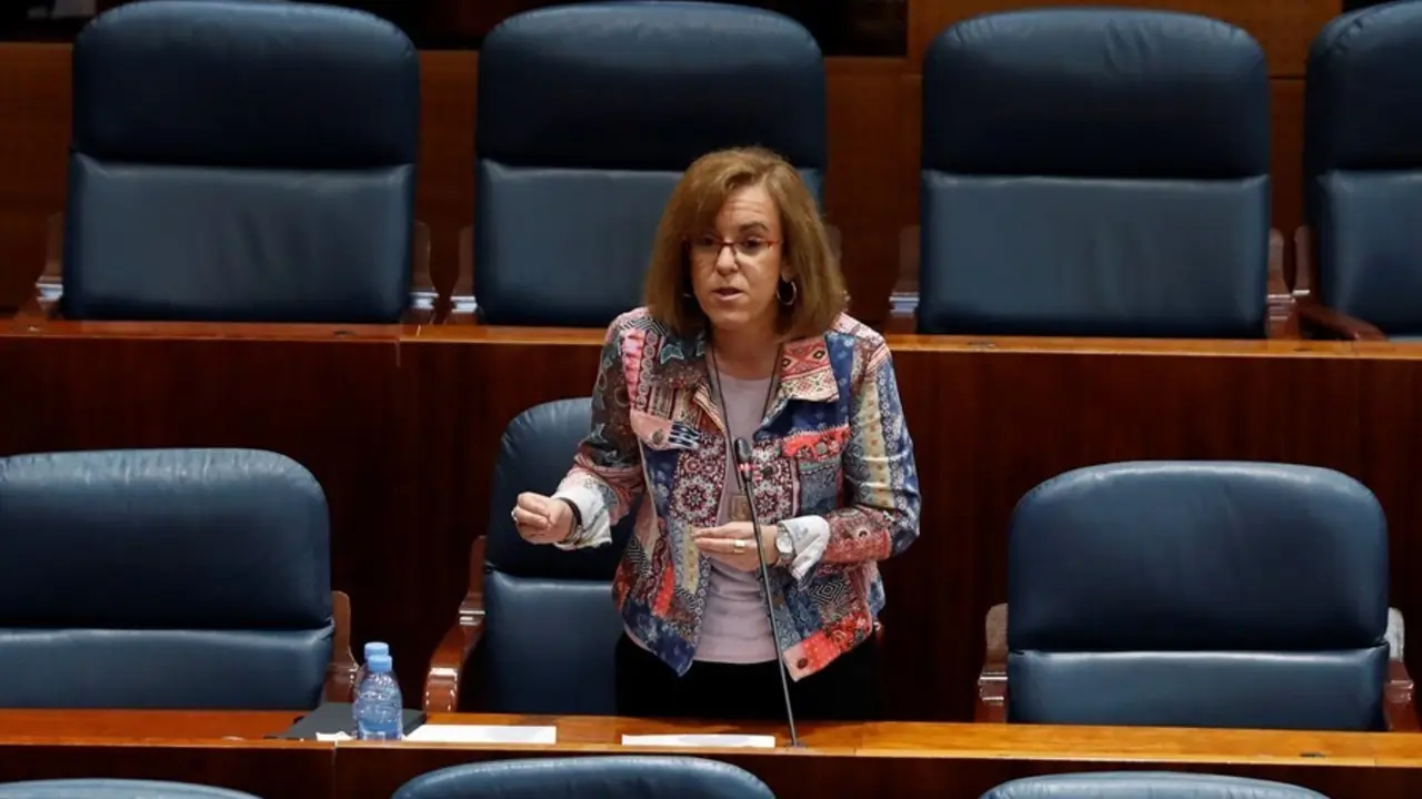Archivo - La diputada del PSOE Purificaci&oacute;n Causapi&eacute; durante su intervenci&oacute;n en el pleno que la Asamblea de Madrid. En Madrid, (Espa&ntilde;a), a 21 de mayo de 2020.