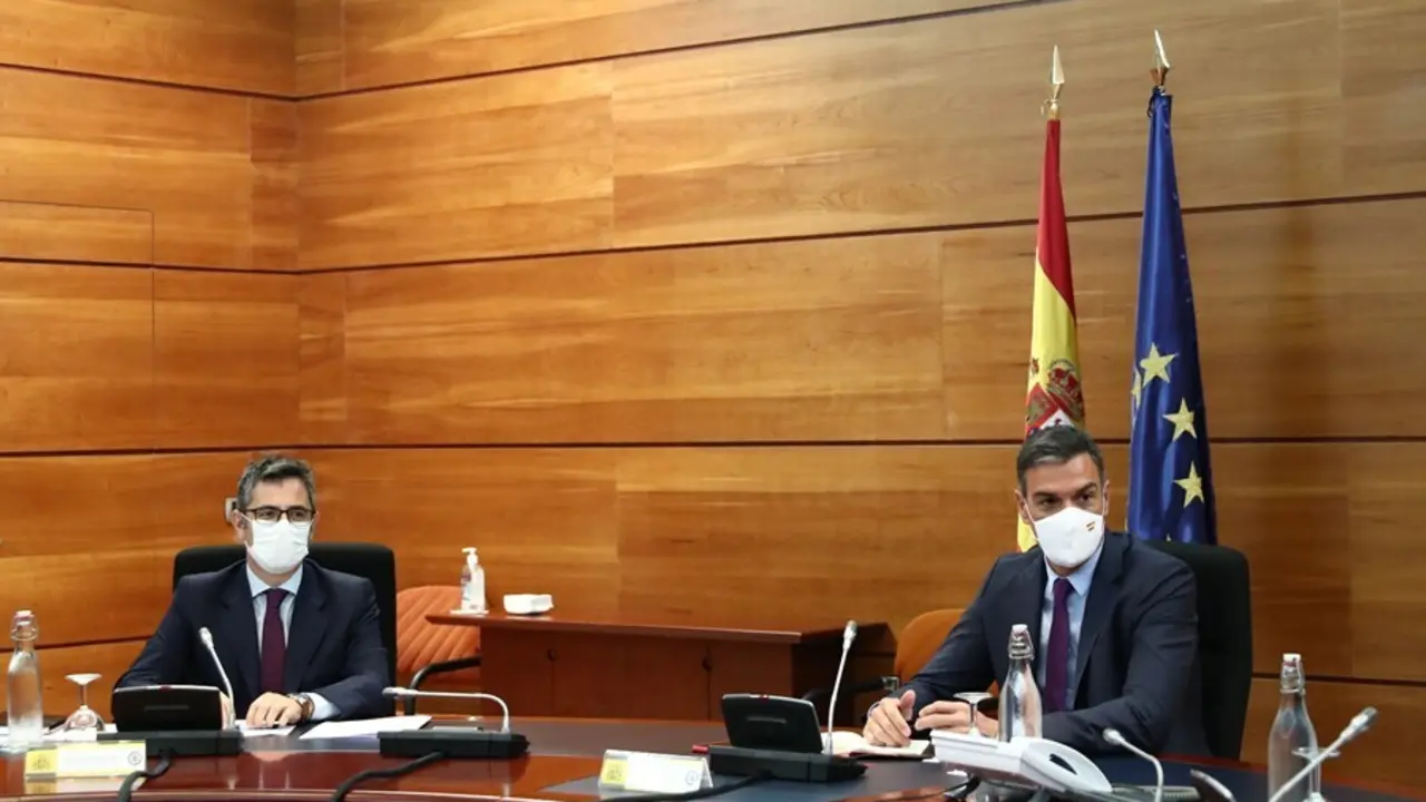 El presidente Pedro S&aacute;nchez y el ministro de Presidencia, F&eacute;lix Bola&ntilde;os 