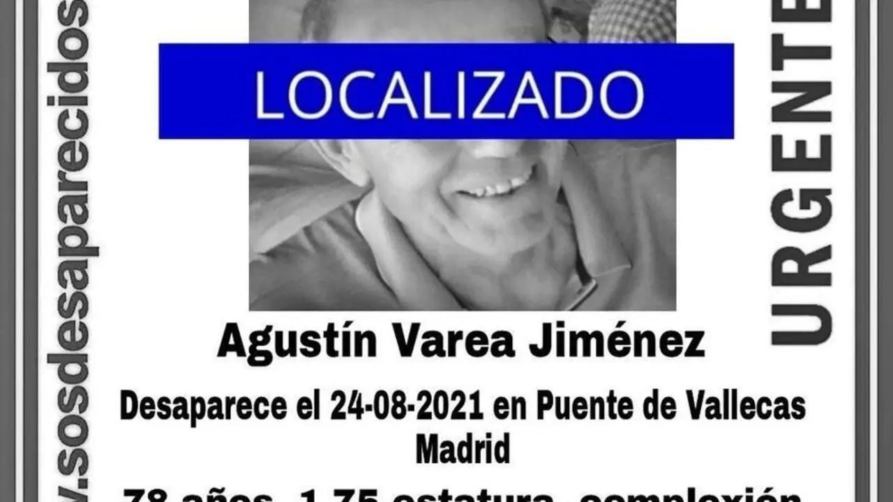 Localizado un hombre de 78 a&ntilde;os desaparecido el martes en Puente de Vallecas