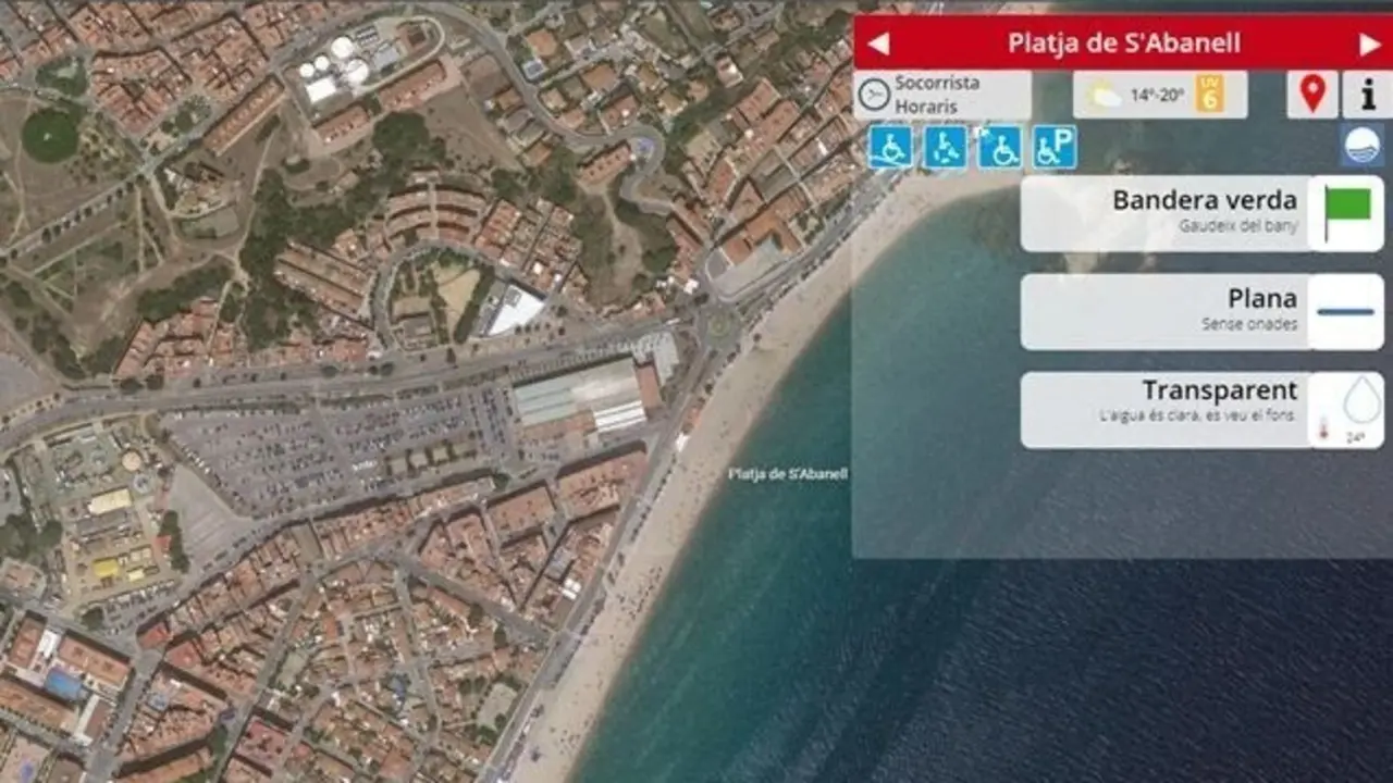 Mapa de la playa de Blanes (Girona)