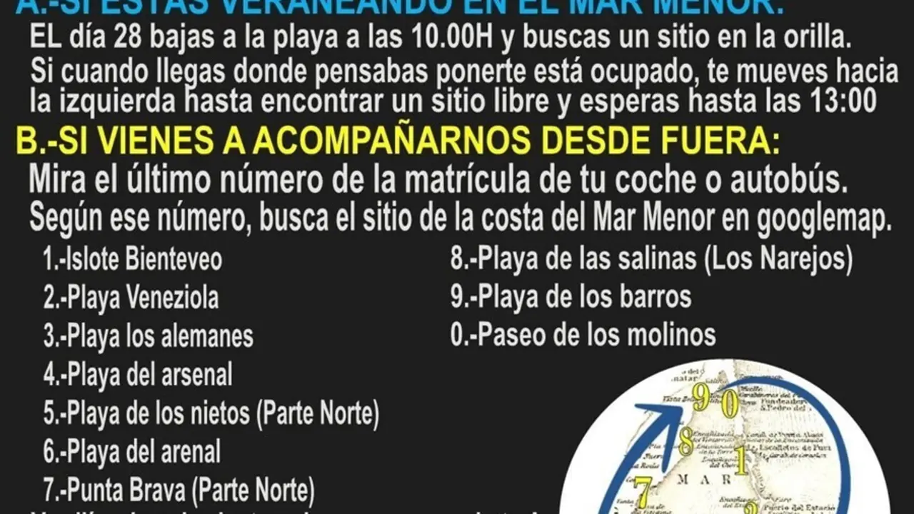 La plataforma ILP Mar Menor organiza una cadena humana para guardar luto a la laguna salada