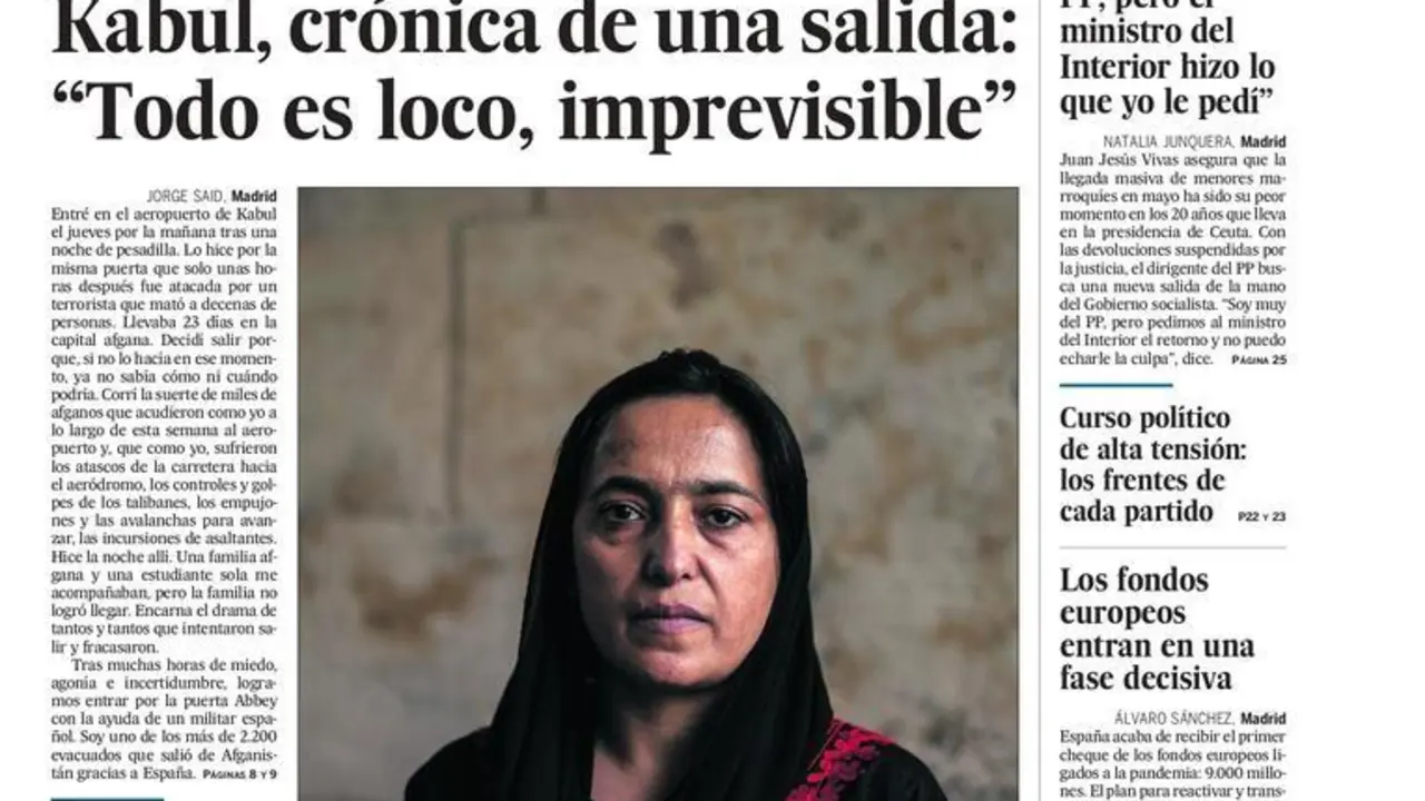 Portada de El Pa&iacute;s del 29 de agosto de 2021.