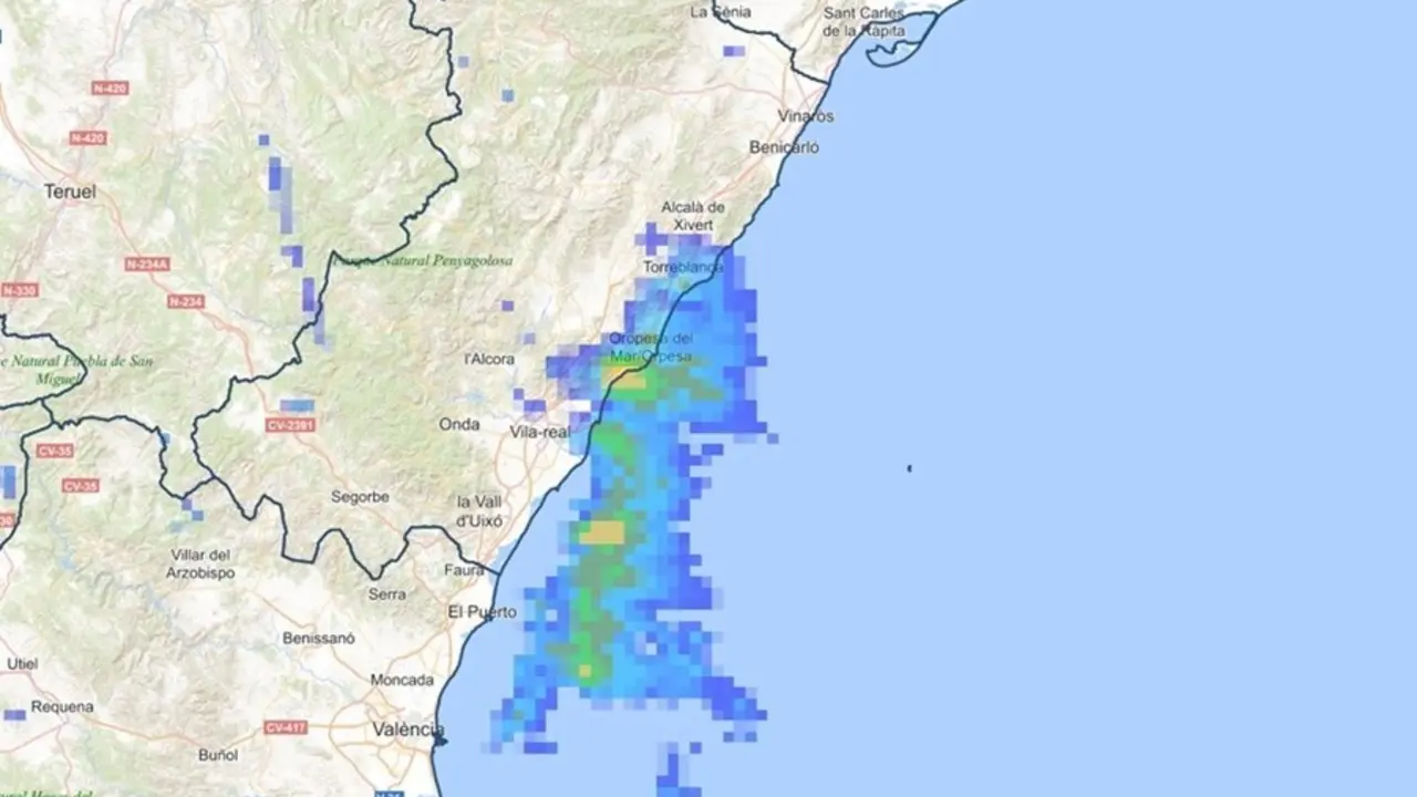 Precipitaci&oacute;n estimada por el radar en 6 horas