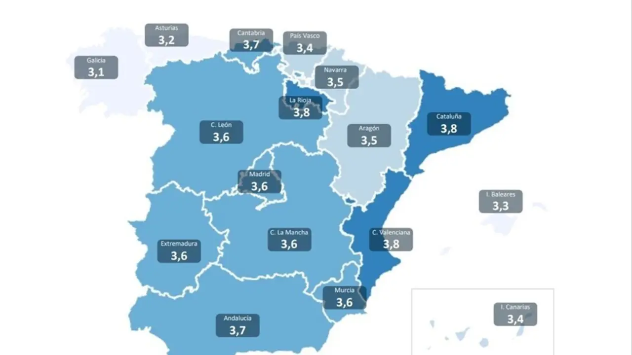Viviendas digitalizadas en Espa&ntilde;a por comunidades, seg&uacute;n un estudio de Aedas Home.