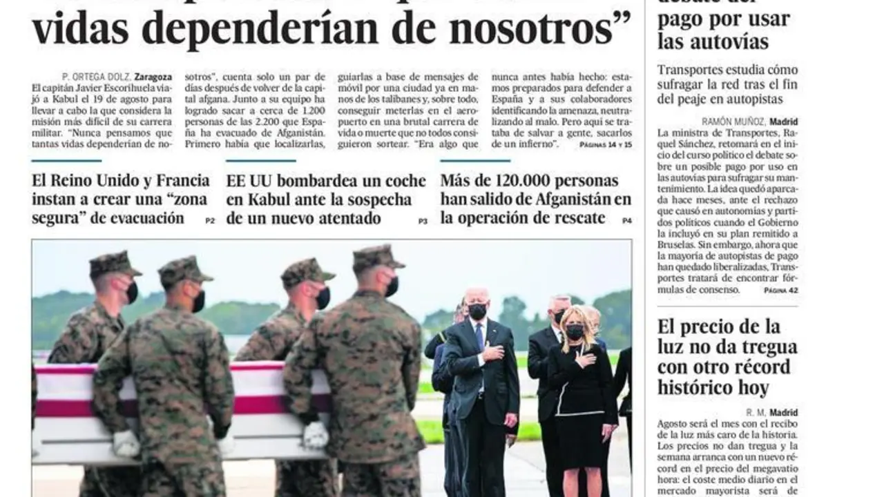 Portada de El Pa&iacute;s, lunes 30 de agosto de 2021