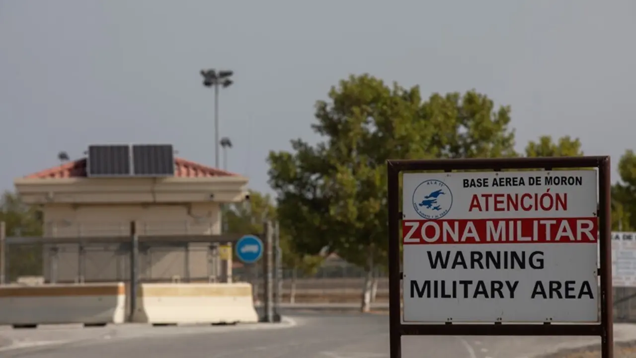 Exterior de la base militar de Mor&oacute;n. A 23 de agosto de 2021. En Sevilla (Andalucia, Espa&ntilde;a). 
