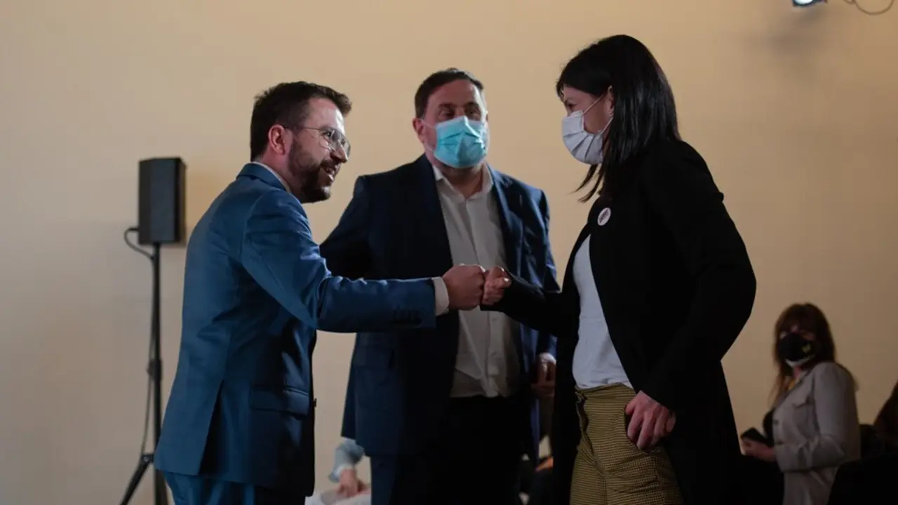 Archivo - Pere Aragon&egrave;s, Oriol Junqueras y Marta Vilalta. 
