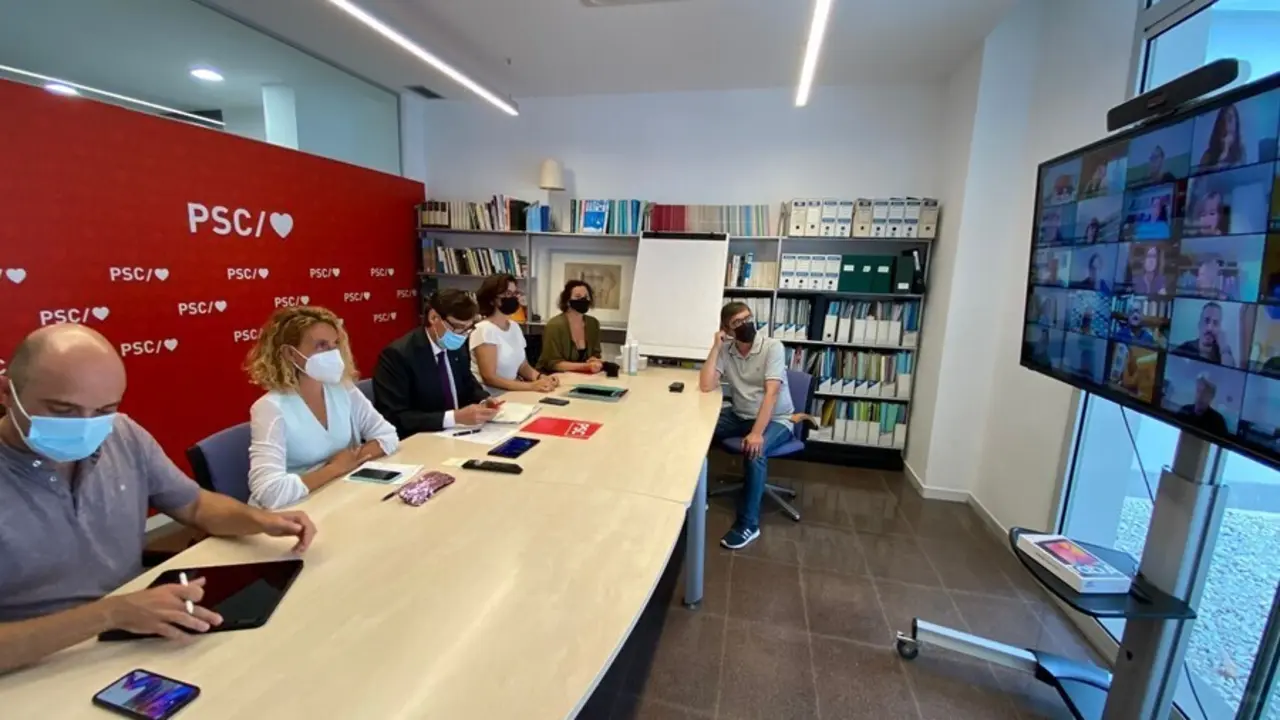 Reuni&oacute;n de la ejecutiva del PSC del 31 de agosto, con Salvador Illa, Meritxell Batet,  Eva Granados, Al&iacute;cia Romero y R&aacute;ul Moreno.