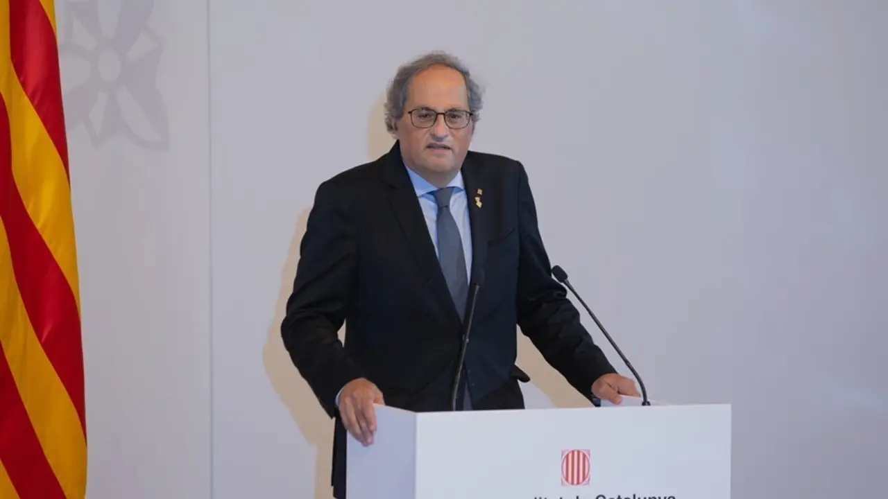 Archivo - El expresidente de la Generalitat, Quim Torra, durante el acto de presentaci&oacute;n del informe del grupo de trabajo 'Catalunya 2022'. ARCHIVO.