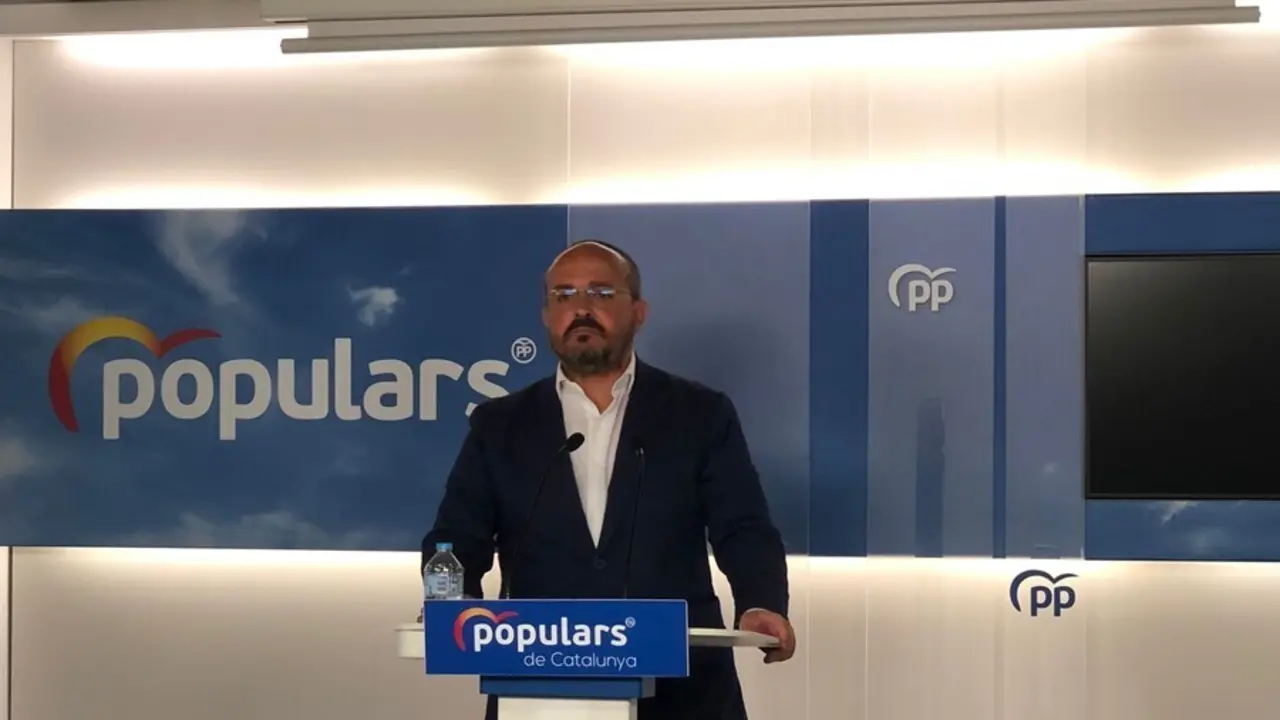 El presidente del PP catal&aacute;n, Alejandro Fern&aacute;ndez, en rueda de prensa el jueves 2 de septiembre de 2021 en Barcelona.