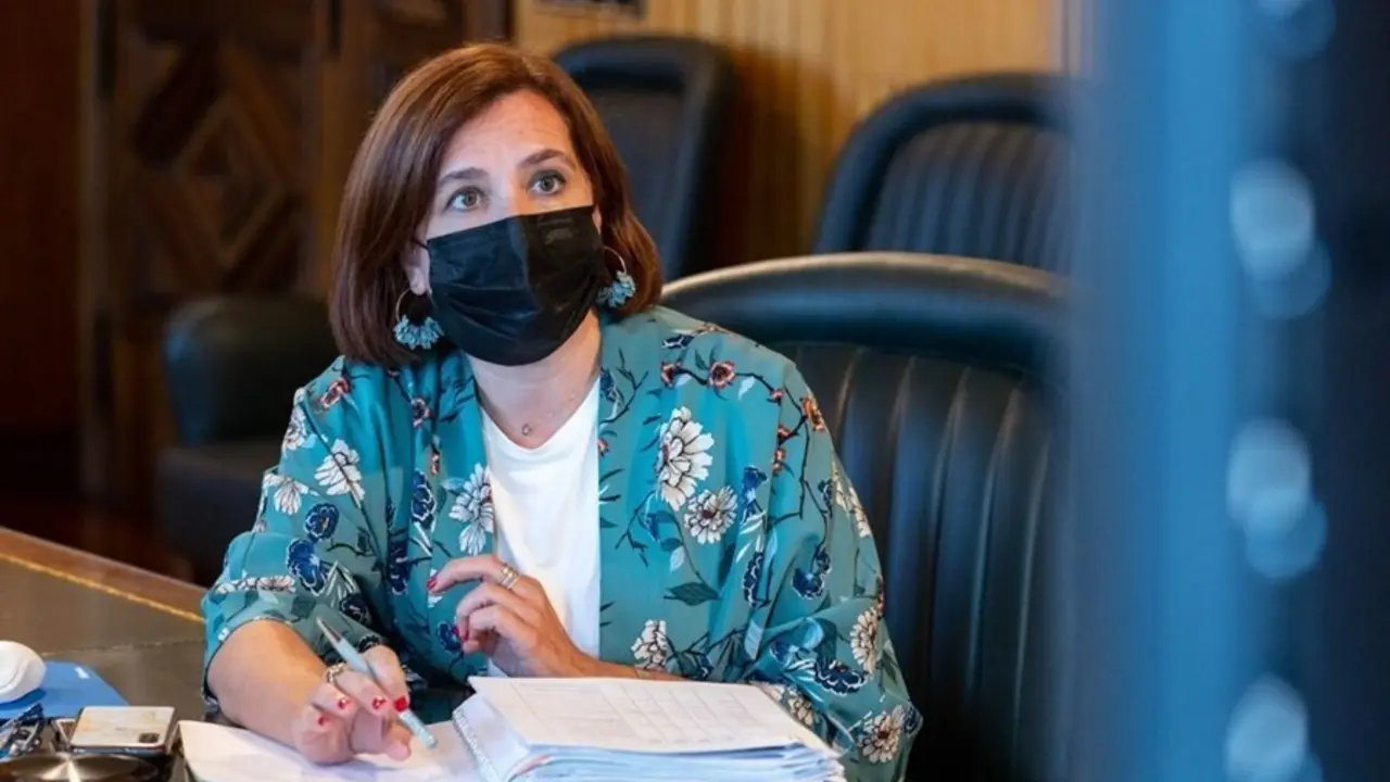 La vicealcaldesa de Zaragoza y consejera municipal de Cultura y Protecci&oacute;n Exterior, Sara Fern&aacute;ndez, durante su intervenci&oacute;n en el Consejo Local de Arag&oacute;n ampliado.