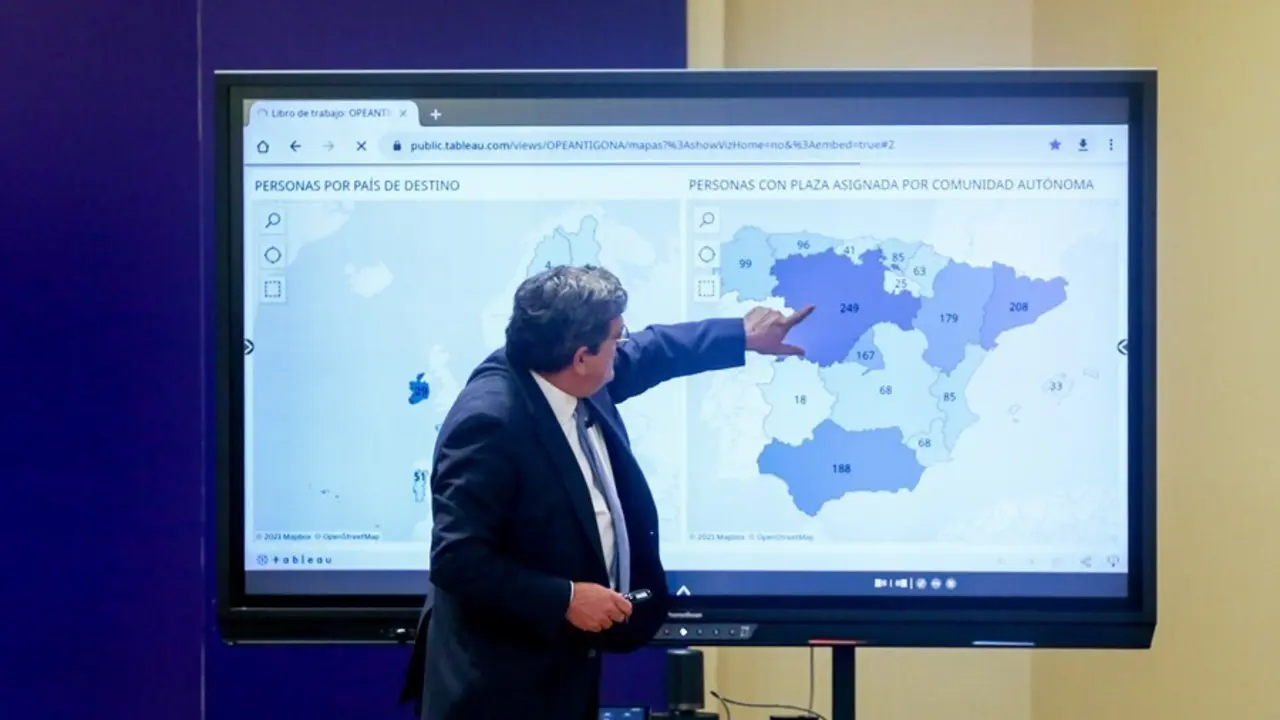 El ministro de Inclusi&oacute;n, Seguridad Social y Migraciones, Jos&eacute; Luis Escriv&aacute;, durante la presentaci&oacute;n del balance de las actuaciones del ministerio, a 2 de septiembre de 2021, en Madrid (Espa&ntilde;a). 