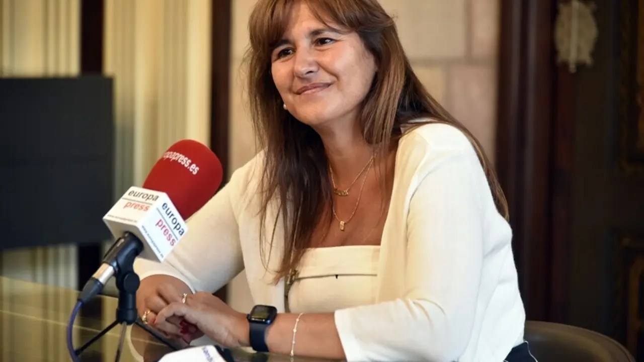 La presidenta del Parlament, Laura Borr&agrave;s, en una entrevista a Europa Press