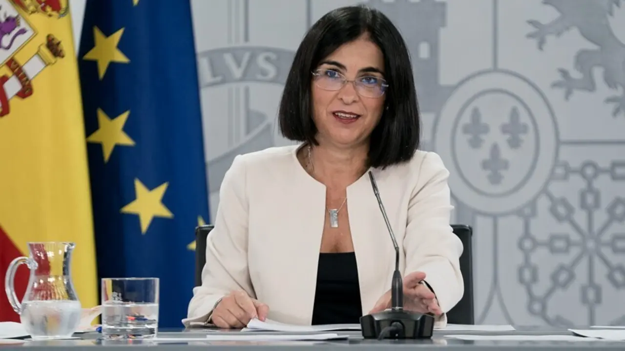 La ministra de Sanidad, Carolina Darias, durante la rueda de prensa posterior al Consejo Interterritorial del Sistema Nacional de Salud de este 1 de septiembre de 2021, en La Moncloa, Madrid
