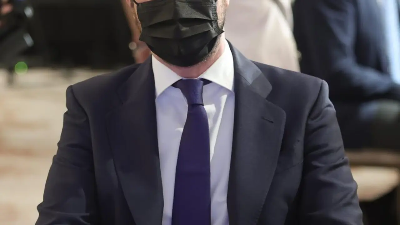 El presidente del Partido Popular, Pablo Casado, durante un desayuno informativo del F&oacute;rum Europa, organizado por Nueva Econom&iacute;a F&oacute;rum,tido en Madrid.