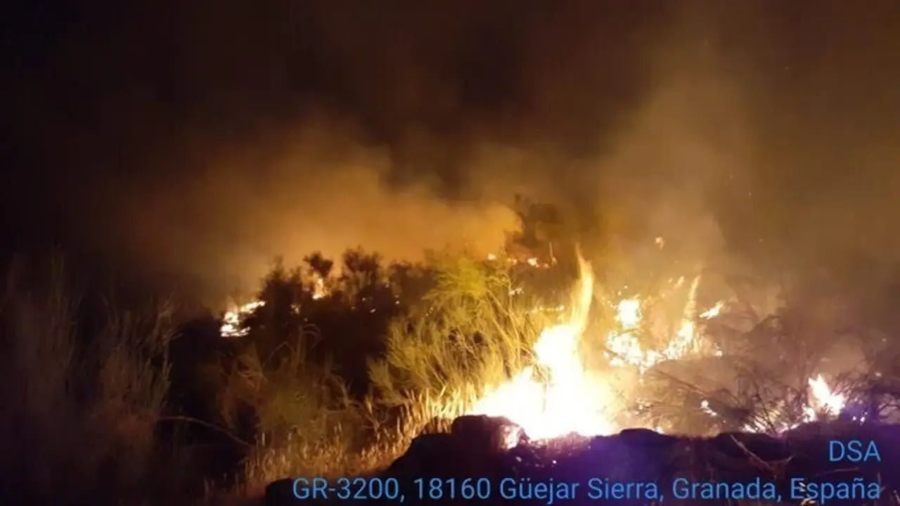 Archivo - Incendio en un paraje de G&uuml;&eacute;jar Sierra (Granada)