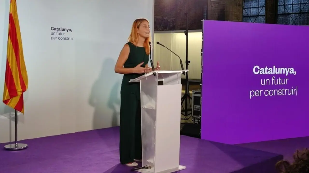 La l&iacute;der de los comuns en el Parlament, J&eacute;ssica Albiach, en una conferencia de apertura del curso pol&iacute;tico