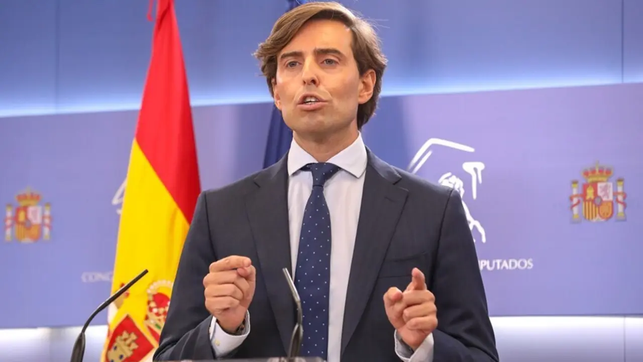 El vicesecretario de Comunicaci&oacute;n del Partido Popular, Pablo Montesinos, durante una rueda de prensa en el Congreso de los Diputados, a 10 de septiembre de 2021, en Madrid (Espa&ntilde;a).