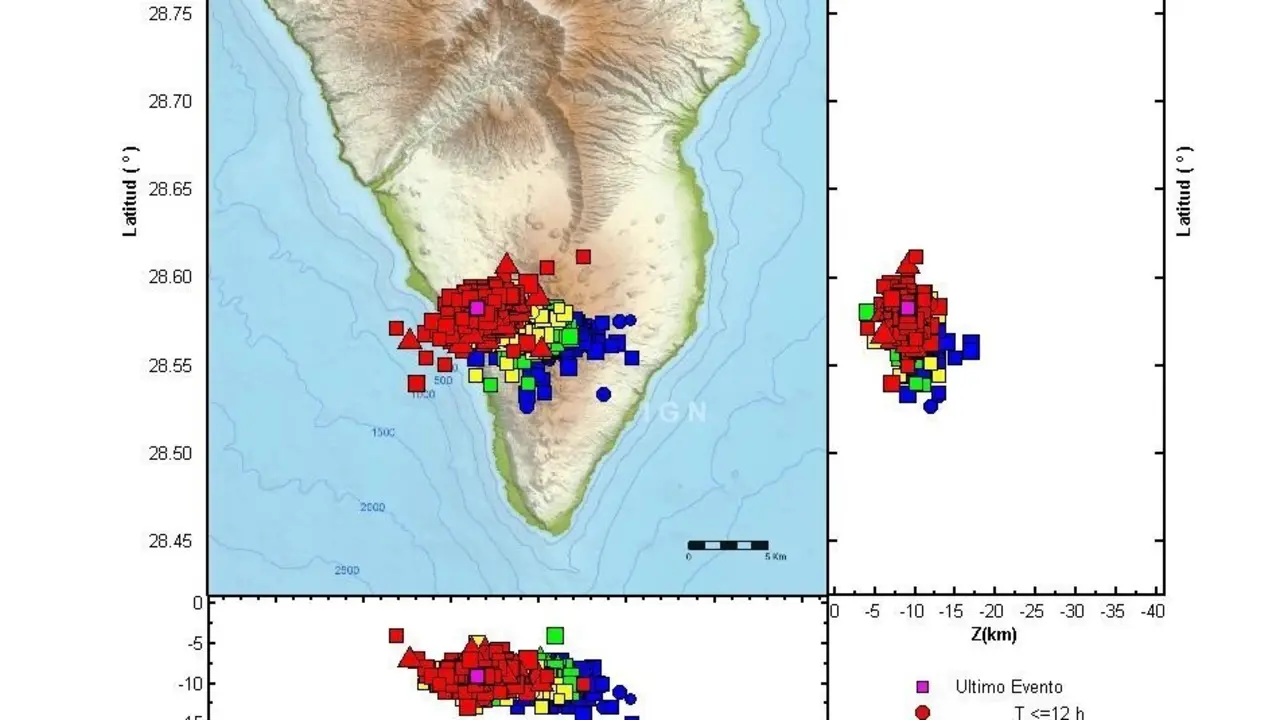 Mapa de la actividad s&iacute;smica en La Palma
