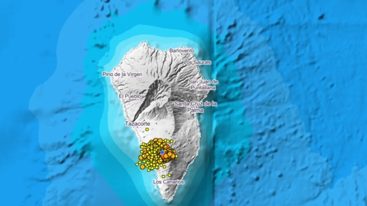 Mapa de actividad s&iacute;smica en La Palma