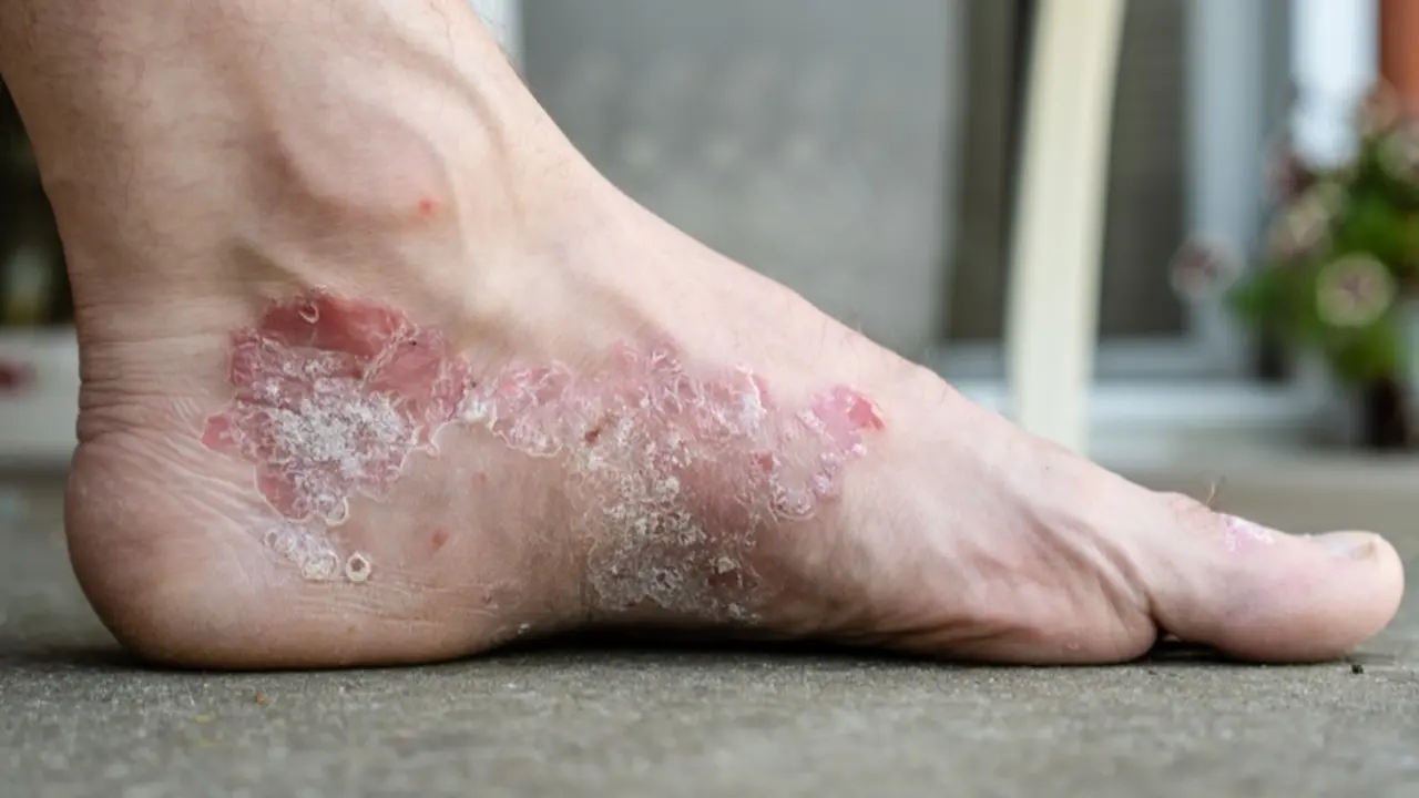 Archivo - Psoriasis, placa de psoriasis en pie.
