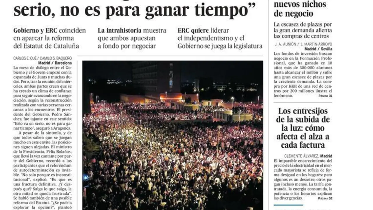 Portada de El Pa&iacute;s del 19 de septiembre de 2021