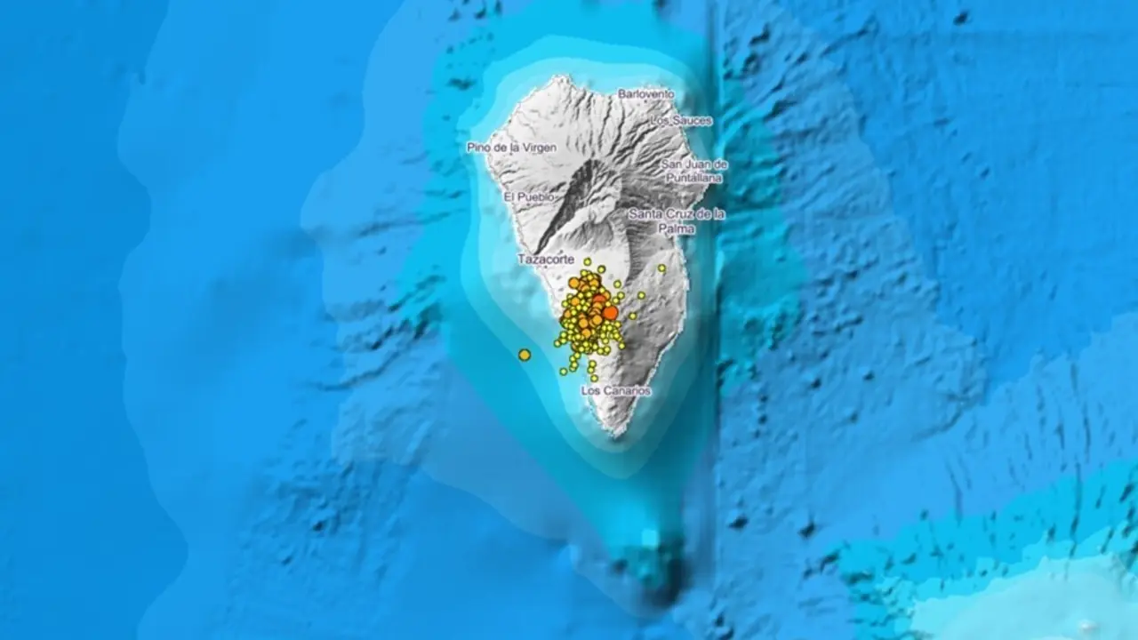 Localizaci&oacute;n de los eventos registrados en la isla de La Palma