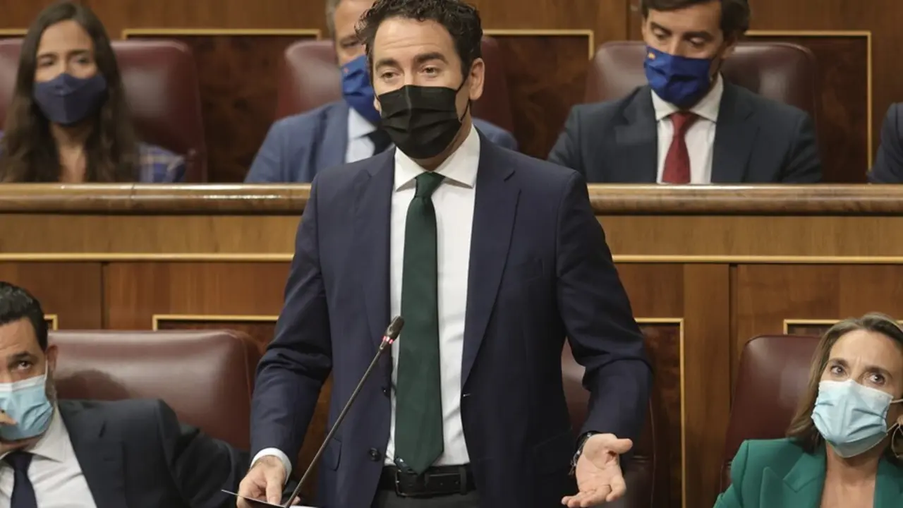 El secretario general del PP, Teodoro Garc&iacute;a Egea, interviene en una sesi&oacute;n de control al Gobierno en el Congreso de los Diputados, a 15 de septiembre de 2021, en Madrid, (Espa&ntilde;a). En esta sesi&oacute;n, la primera del nuevo curso pol&iacute;tico, el Gobierno deber&aacute; re