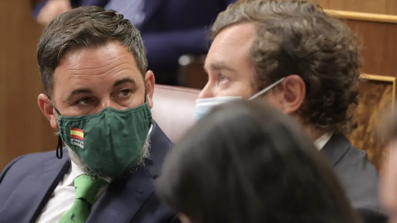 El l&iacute;der de Vox, Santiago Abascal, en el pleno del Congreso
