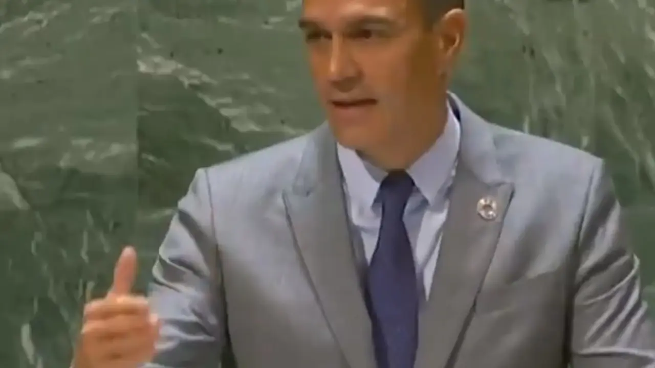 El presidente del Gobierno, Pedro S&aacute;nchez, da un discurso en la Asamblea General de la ONU