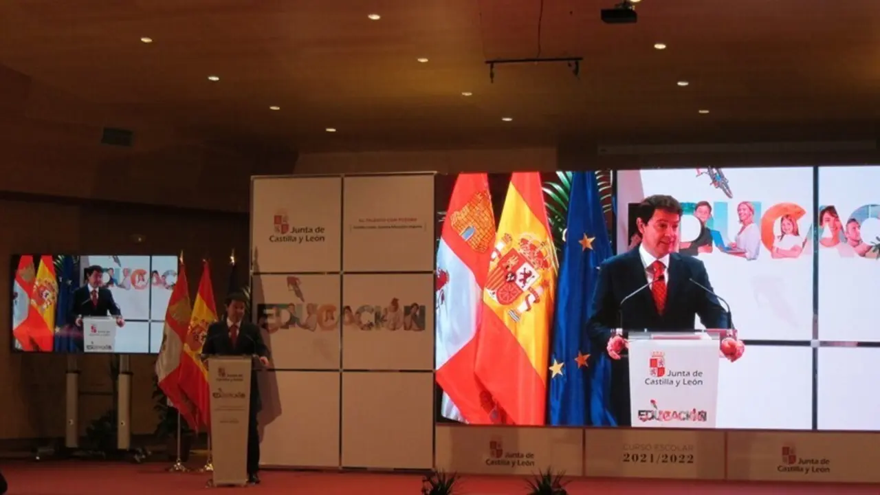 El presidente de la Junta de Castilla y Le&oacute;n, en la inauguraci&oacute;n del curso 2021-2022 de las ense&ntilde;anzas escolares no universitarias.