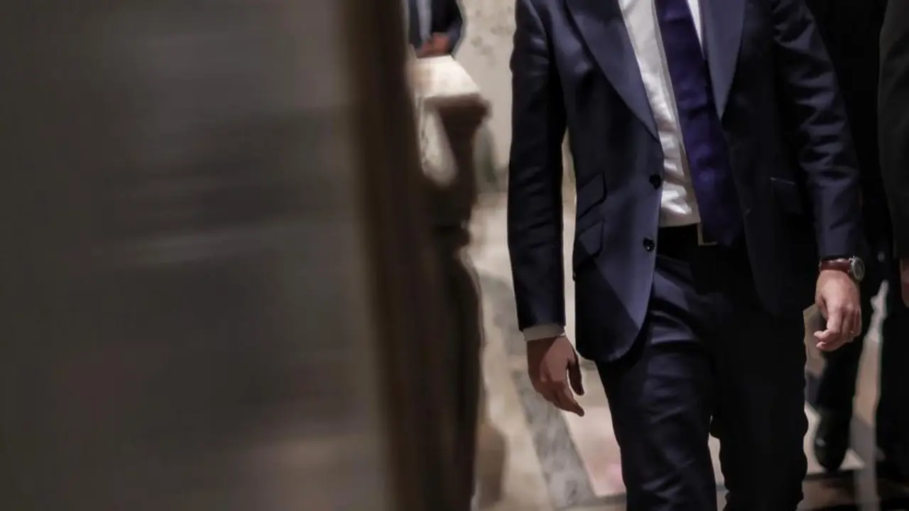 El presidente del Partido Popular, Pablo Casado, a su llegada a un desayuno informativo.