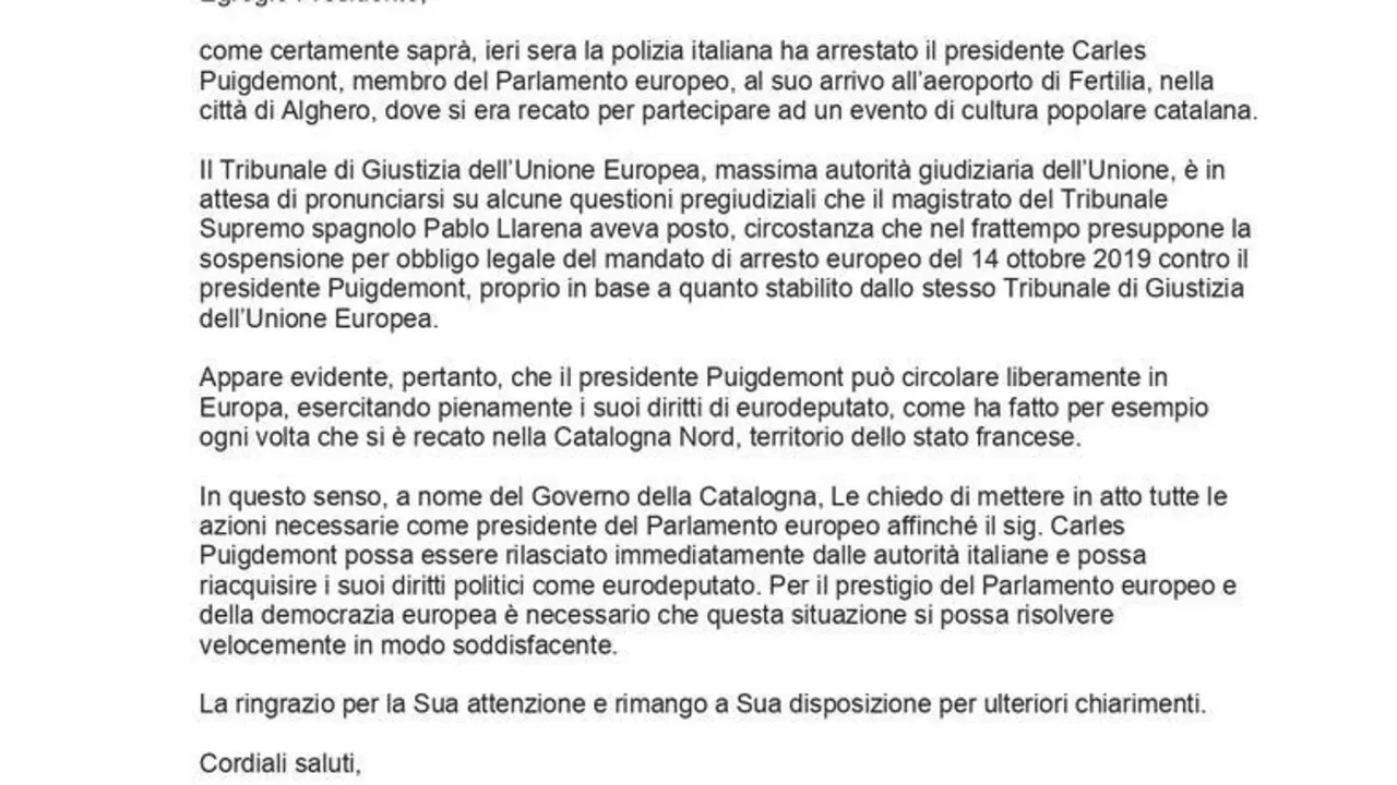 Carta de la consellera de Acci&oacute;n Exterior y Gobierno Abierto de la Generalitat, Vict&ograve;ria Alsina.