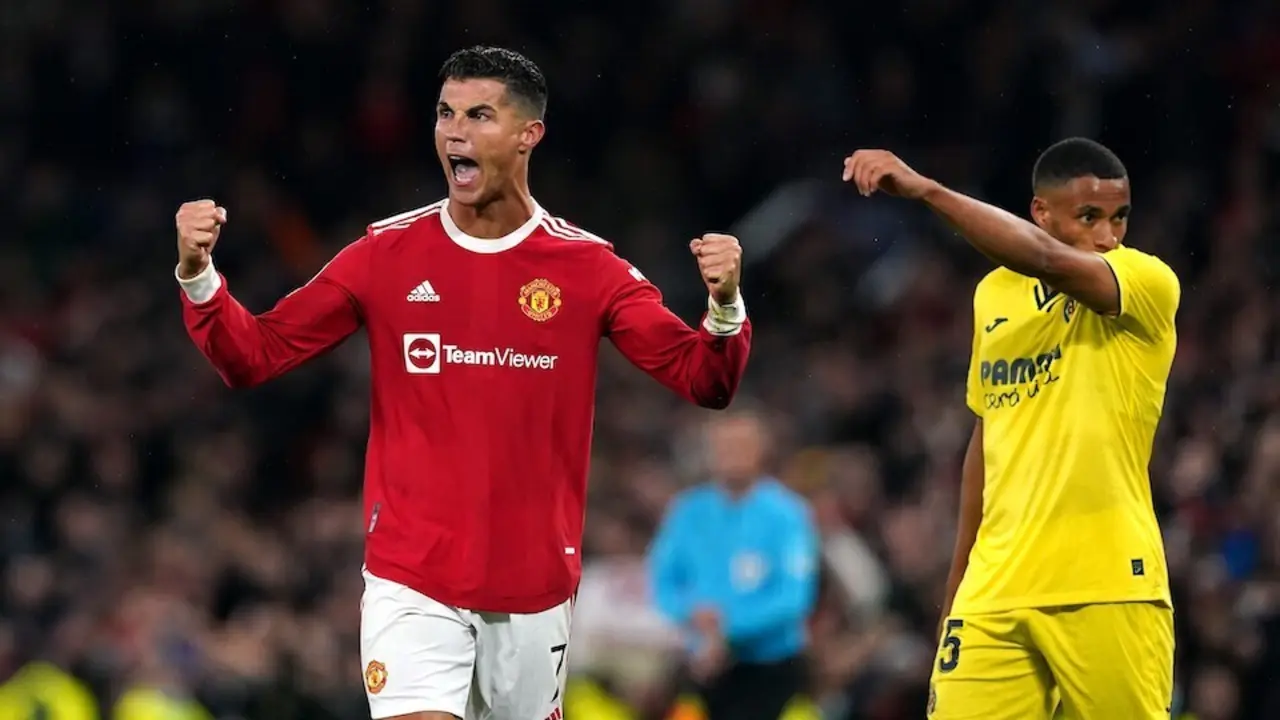 29 September 2021, United Kingdom, Manchester: Manchester United's Cristiano Ronaldo celebrates after the final whistle of the UEFA Champions League Group F soccer match between Manchester United and Villarreal CF at Old Trafford. Photo: Martin Rickett/PA Wire/dpa
29/9/2021 ONLY FOR USE IN SPAIN